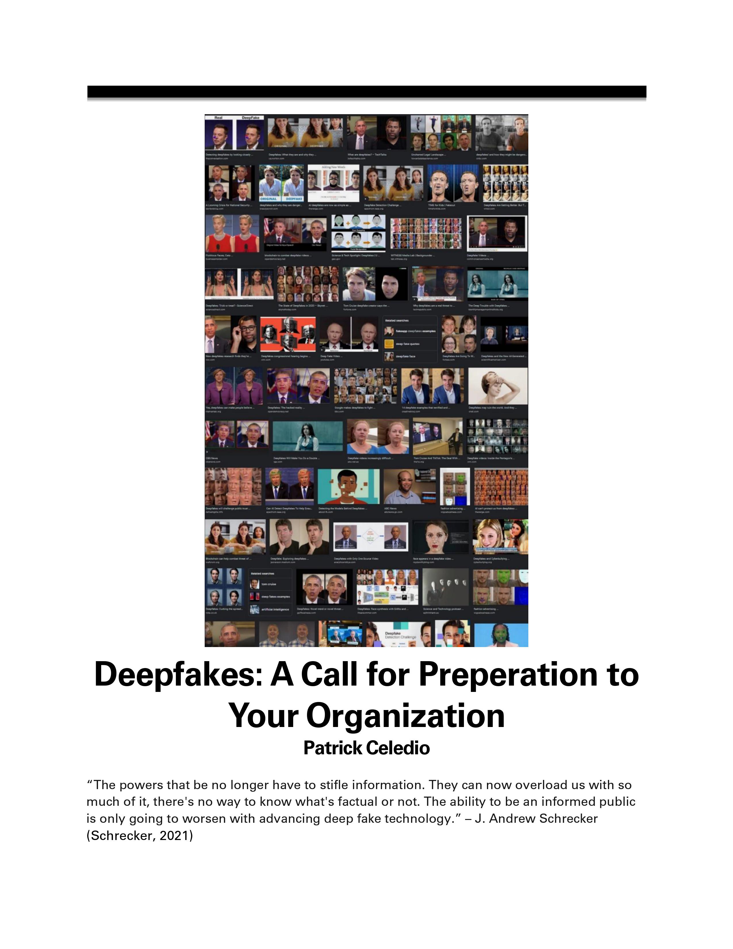 Deepfake Article Cover Page